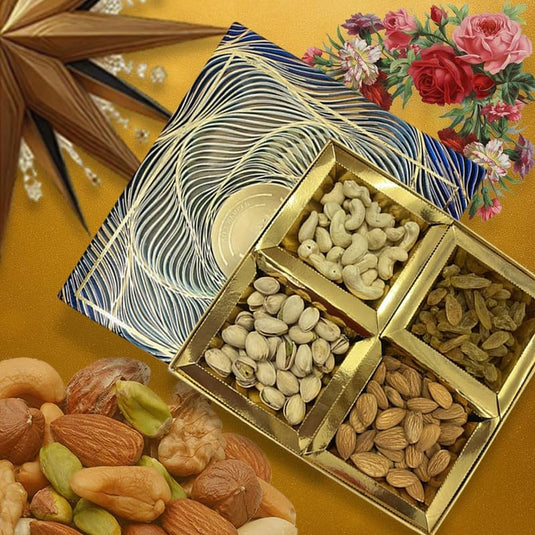 Elegity 8x8 Size Celebration Diwali Gift Hamper -70gm | Luxury Dry Fruits Gift Box