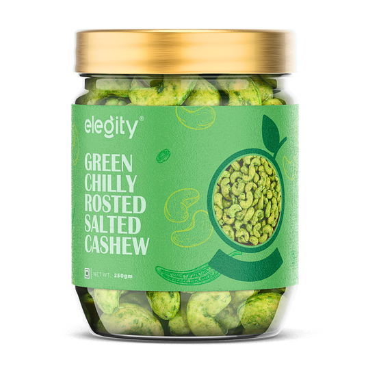 Elegity Green Chilli Roasted Salted Cashew - 250gm