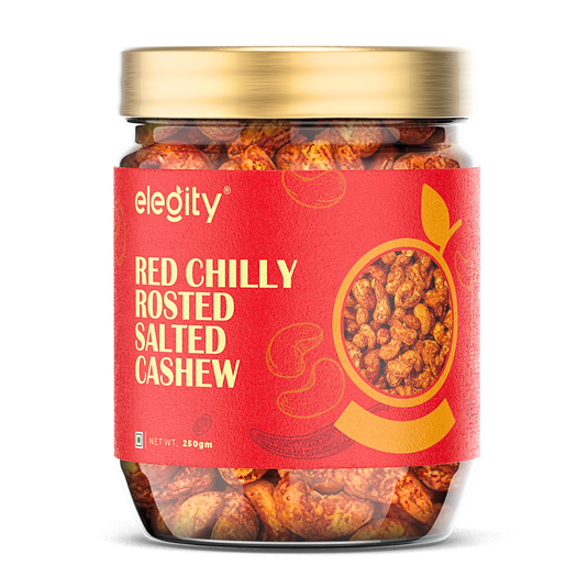 Elegity Red Chilli Roasted Salted Cashew - 250gm