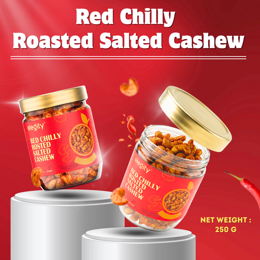 Elegity Red Chilli Roasted Salted Cashew - 250gm