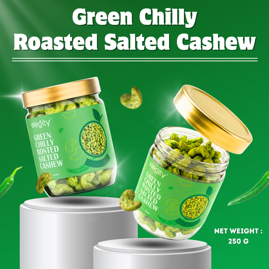 Elegity Green Chilli Roasted Salted Cashew - 250gm