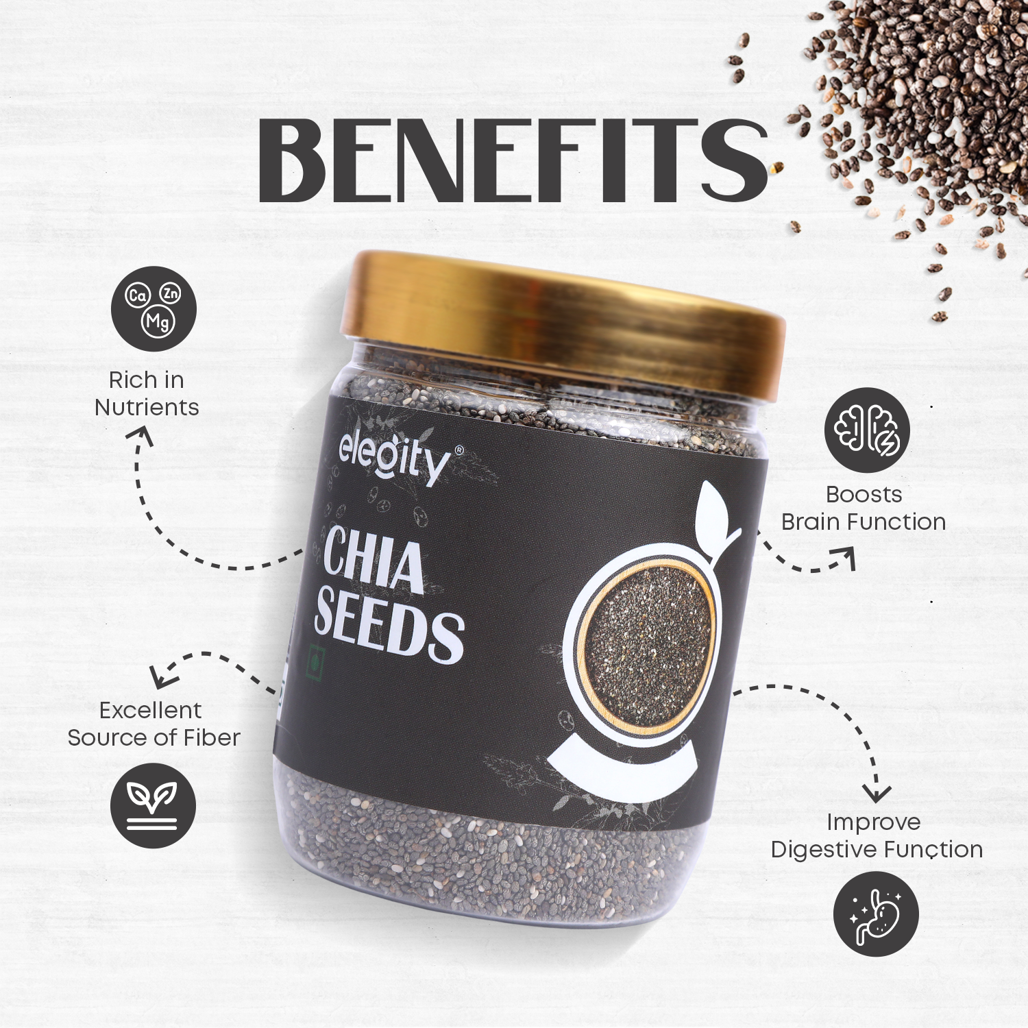 Close-up of nutrient-rich chia seeds