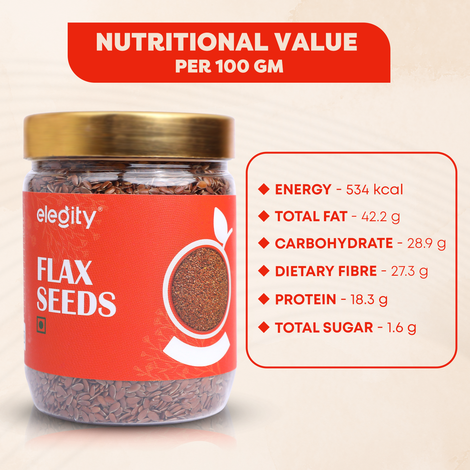 Flax seeds package from Elegity